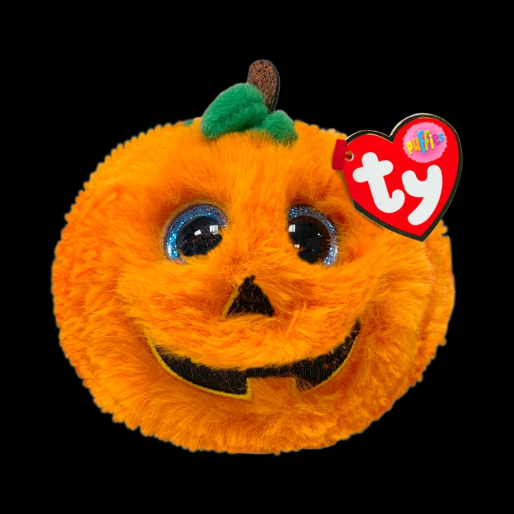 TY Puffies Collection Pumpkin Halloween/Autumn Beanie (SEEDS)